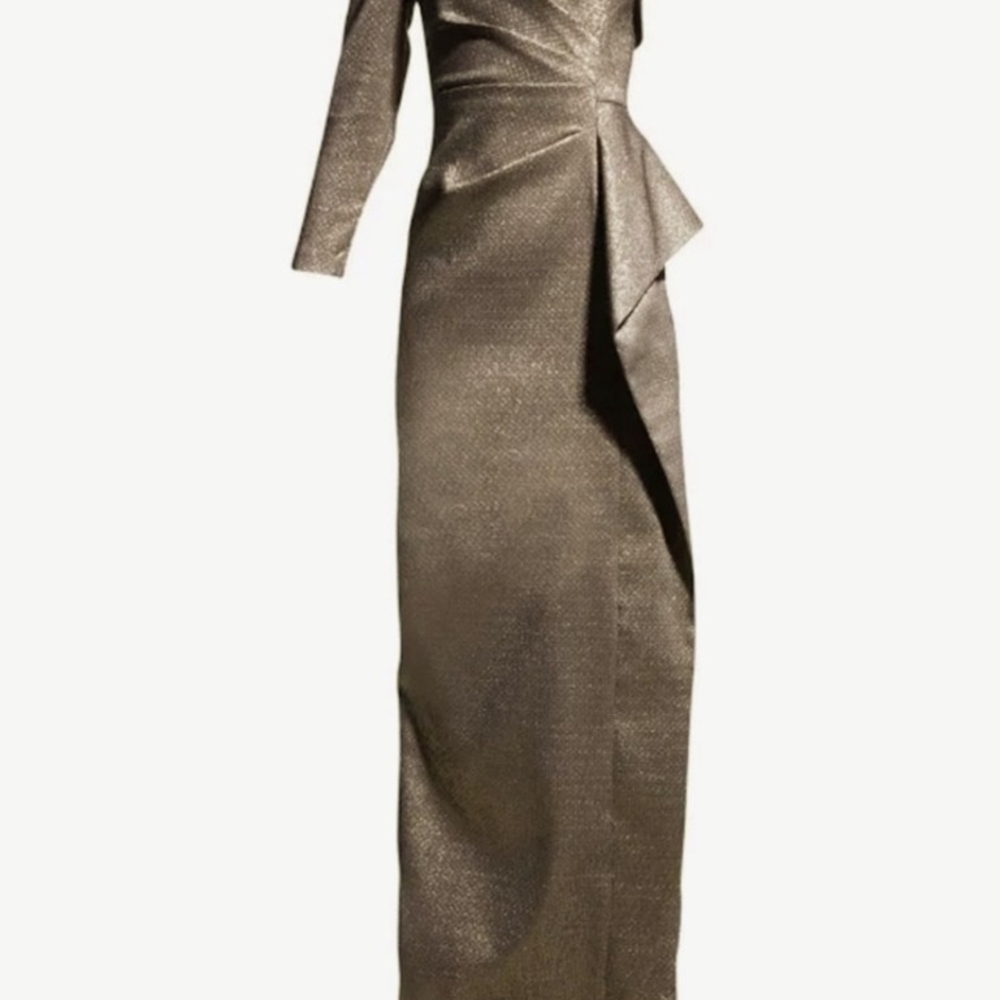 Gold Ruched One Shoulder Cocktail Gown
